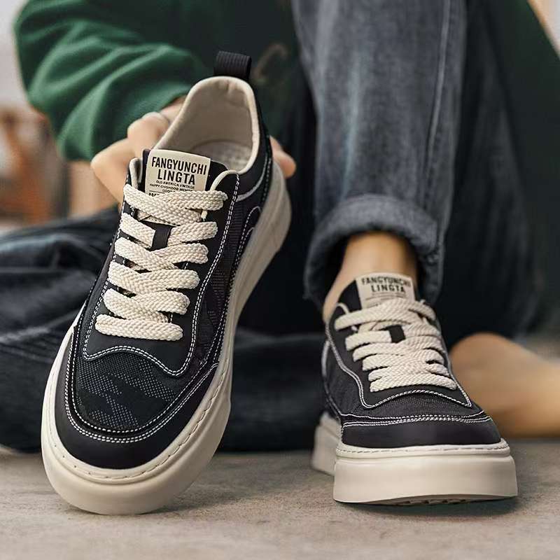 Canvas men's shoes spring breathable deodorizing filter black cloth shoes best selling camouflage sneakers non-slip heightening casual sports trendy shoes