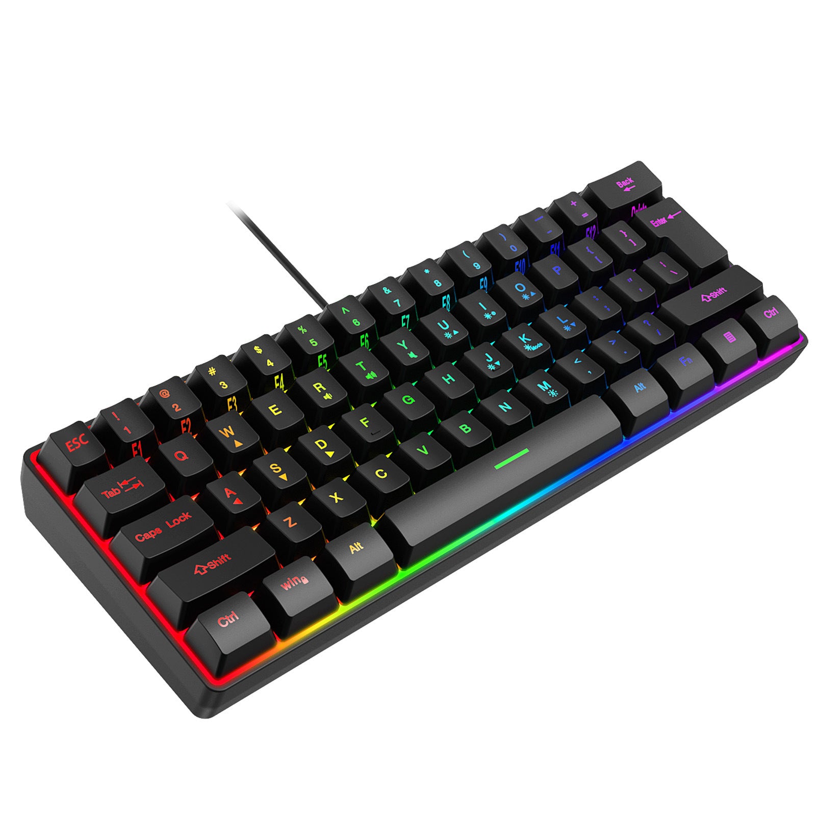 K401 Wired gaming 61-key small keyboard with RGB lightingUSB