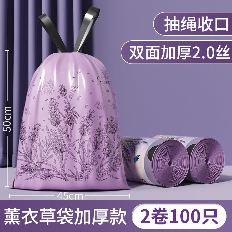 Lavender scented, tear-resistant drawstring trash bags - thickened, hands-free, automatic closure, perfect for home and dorm use