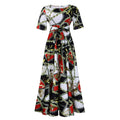 D3266 cross-border women's clothing  new fashion elegant lace-up african large size short-sleeved large swing foreign trade dress