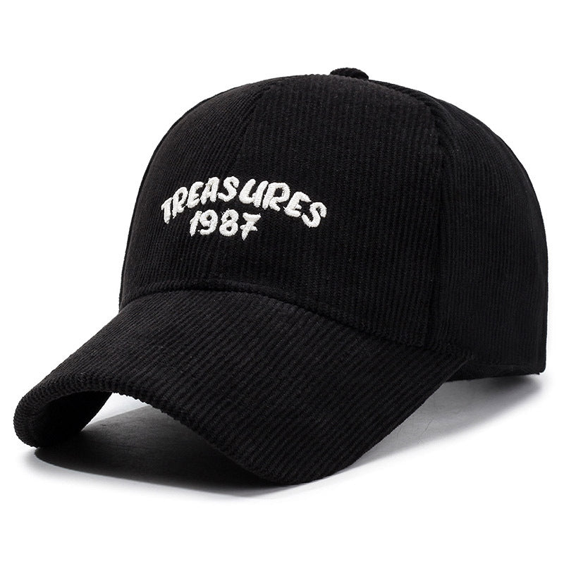 Autumn and winter new corduroy solid color baseball cap outdoor simple casual letter duck tongue cold and warm men's and women's hats