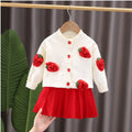 Kids' knitted sweater dress -  new girls' fruit & handmade flower set - baby fashion outfit top & skirt set