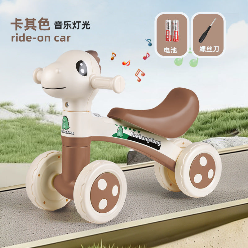 Kids' balance bike four-wheel scooter - perfect first birthday gift! balance bike for children ages 4-6, four-wheel scooter, baby scooter
