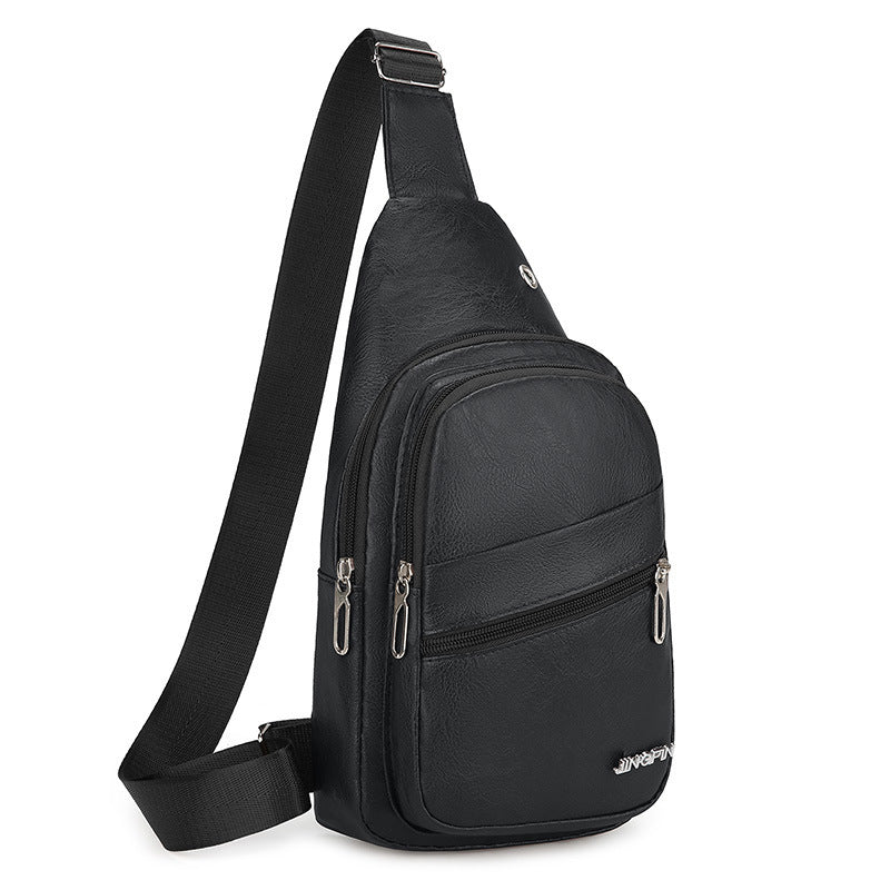 Breast bag Men's PU casual simple color shoulder bag diagonal span New backpack bag New trendy waist bag Crossbody bag wholesale