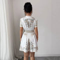 cross-border  european and american women's v-neck lace patchwork dress