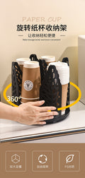 disposable cup storage box plastic cup dispenser desktop coffee milk tea cup holder rotating paper cup rack