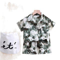 Boys' short-sleeve floral shirt beach vacation style summer baby short-sleeve top trendy shirt kids' shorts set