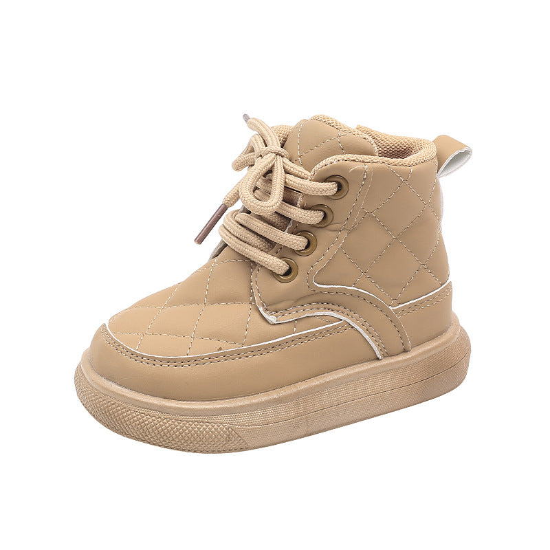 Clearance sale: new children's boots - boys' plaid side-zip boots & girls' british-style ankle boots