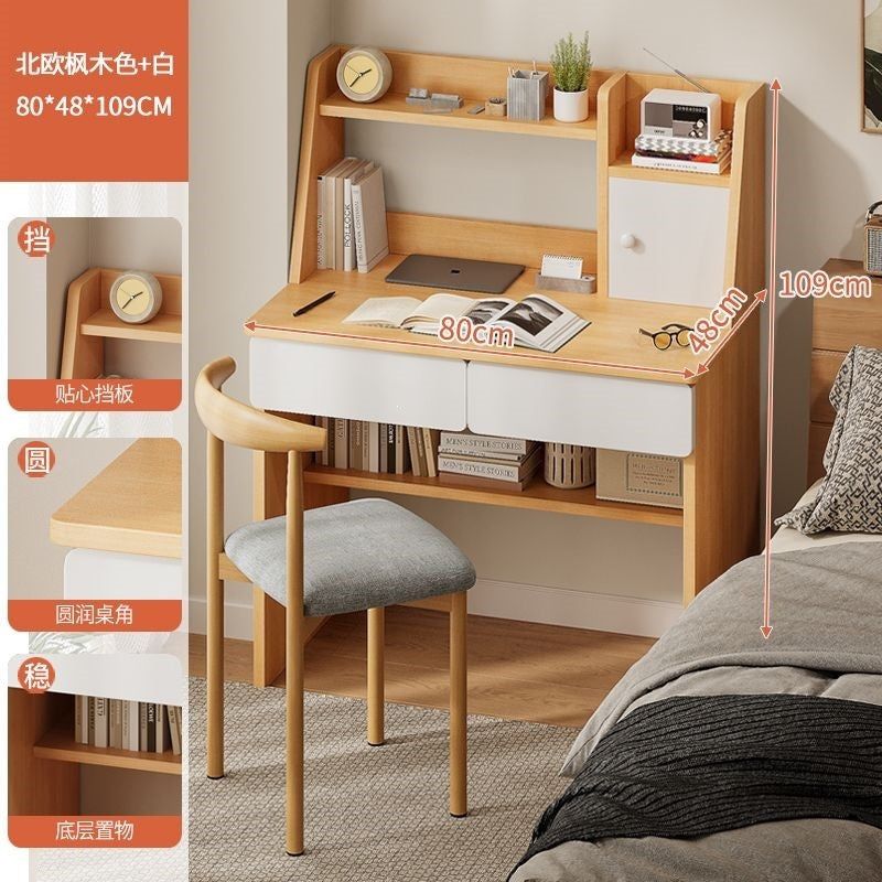 For home table cabinet combination student computer desk small apartment with bookshelf simple desk bedroom wall-mounted one-piece desk cabinet