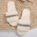 Thick sole fur slippers women's fall and winter indoor and outdoor 2024new arrivalclassy rhinestone stuffed slippers cotton slippers women's shoes