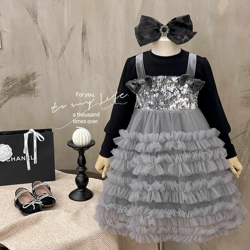 Girls' dresses: new autumn  collection - elegant sequin birthday dress for little girls, super fairy tutu princess dress for kids