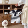 Newborn summer baby short-sleeve romper - cute cartoon design, lightweight outerwear, perfect for full month celebration, adorable summer outfit, snap-crotch bodysuit