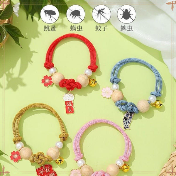 Pet dog dog neck ring baby rabbit camphor wood anti-flea and anti-lice jewelry cat insect repellent collar with small bell