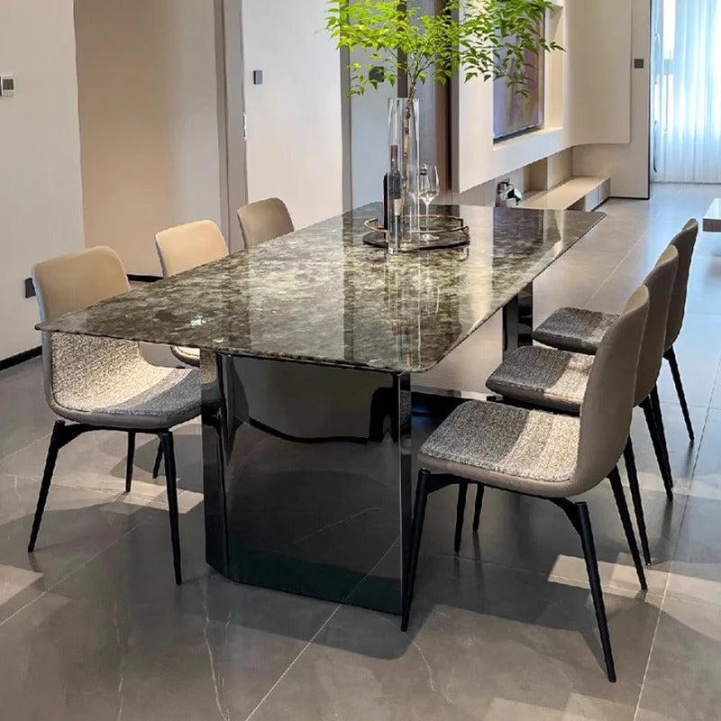 Italian new arrival super crystal stone dining table and chair combination bright slate dining table accessible luxury marble natural microcrystalline colored crystal stone
