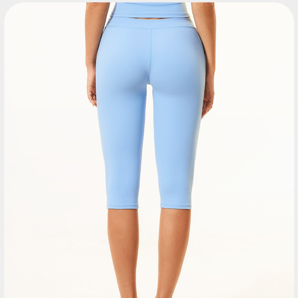 Customizable yoga tummy control mid-length shorts - women's butt lifting running sports short low-rise capri fitness yoga pants 3560
