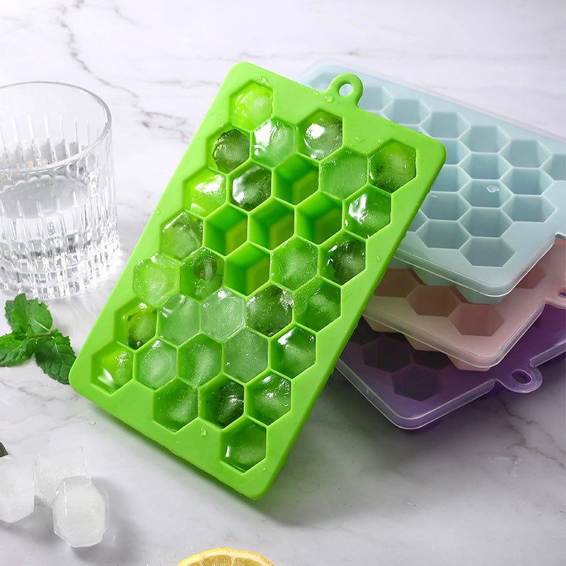 33-cavity silicone ice cube tray with lid - honeycomb design for homemade ice cubes, diy jelly molds, and silicone ice makers
