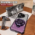 Suitable for huawei mate80 mobile phone case, rotating gyro bracket, honor p80pro electroplated four-corner glitter shell