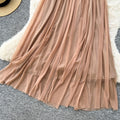 French sleeveless bandeau pleated dress women's summer high waist slimming elegant long mesh gown