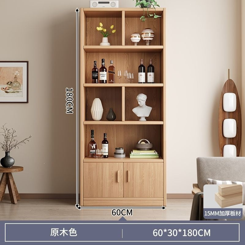 For homefloor-standing storage rack, whole wall storage cabinet, multi-layer solid wood wine cabinet, all-in-one wall bookcase, living room storage cabinet