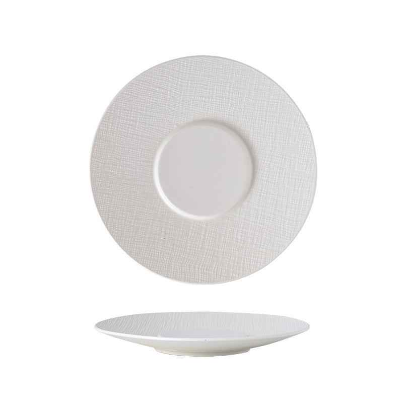 Simple ceramic frosted shallow plate dessert straw hat plate high-end for home salad deep plate tableware hotel commercial