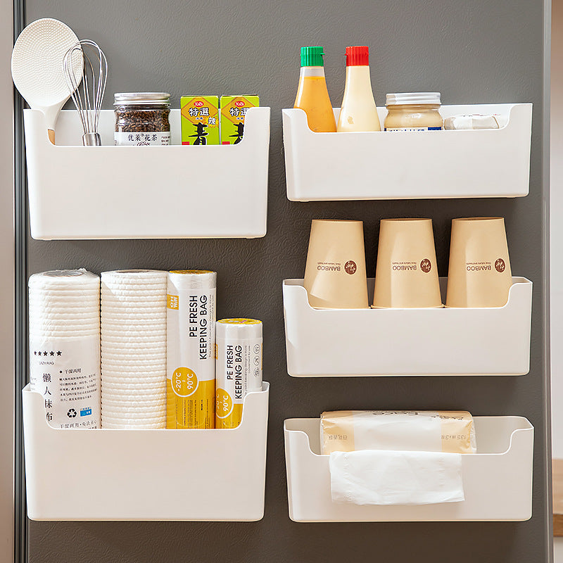 Kitchen seasoning, bathroom tissue sundries storage box, plastic refrigerator side multi-functional plastic wrap wall-mounted storage box