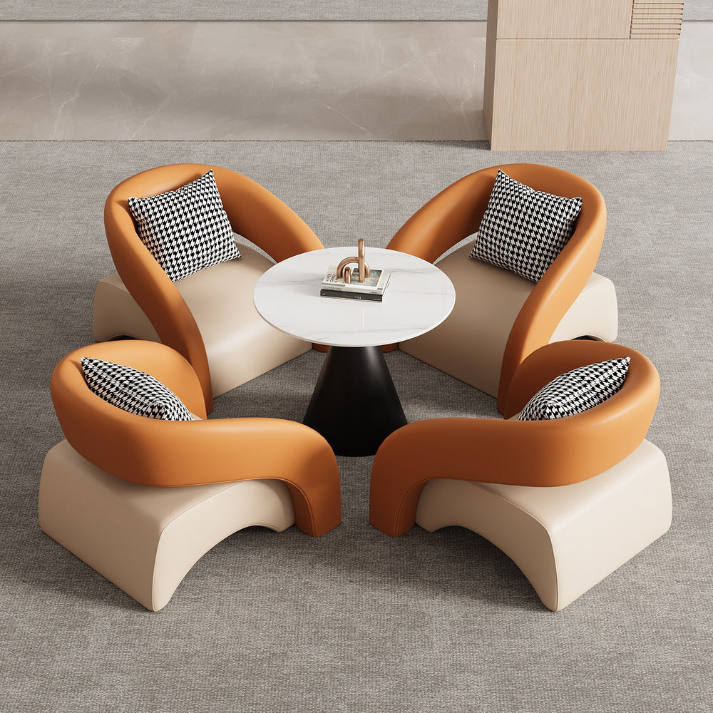 Business reception & negotiation sofa table set - ideal for hotels, sales centers, lobbies, beauty salons, and lounge areas - single seater sofa