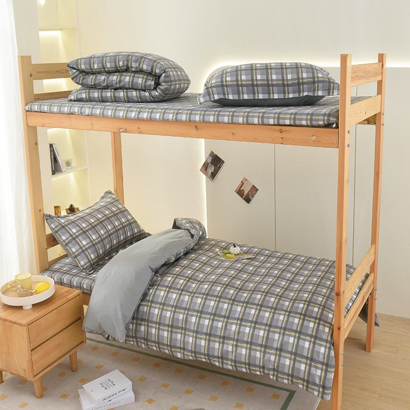 Student dormitory quilt cover three-piece bed sheet pure cotton single bed children's bed quilt cover simple four-season universal 3