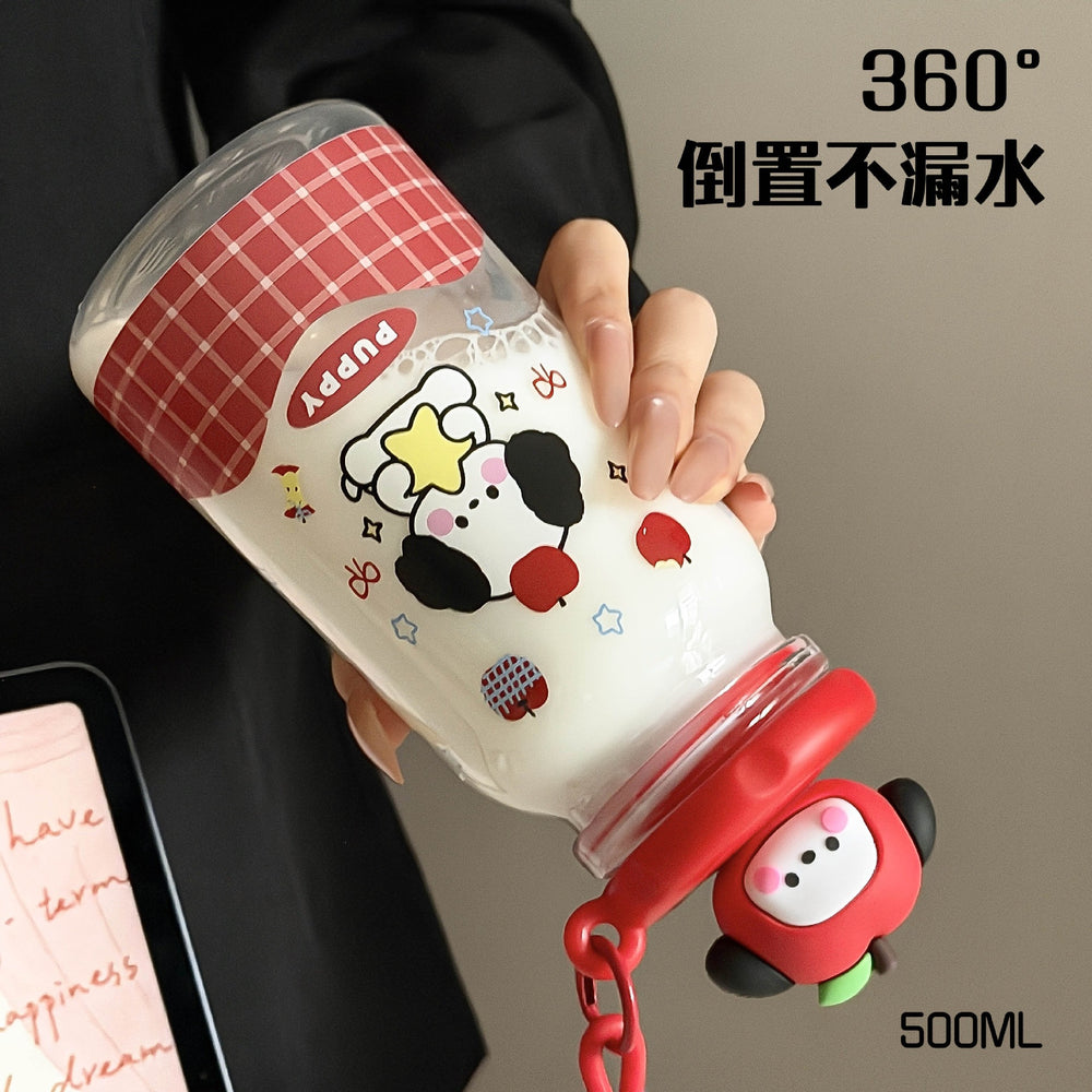 New tritan cartoon plastic water bottle - stylish, portable straw cup for students, kids, and adults with tea infuser