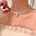 Gentle elegant camellia pearl necklace women's classy accessible luxuryniche style choker clavicle chain exquisite neck chain trendy