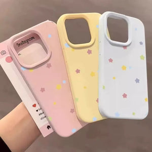 Macaron colorful little star print case for apple 17 pro max, girly iphone 18 soft case, 15