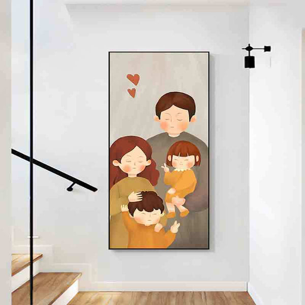 Nordic family of four porch decorative paintings enter the door and enter the home background wall hanging paintings living room corridor corridor warm murals