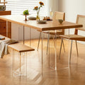 Acrylic floating dining table - modern minimalist rectangular nordic japanese style solid wood large panel table - natural wood workstation