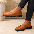 Plus size square toe low heel women's flats - new autumn  collection - slip-on casual leather shoes