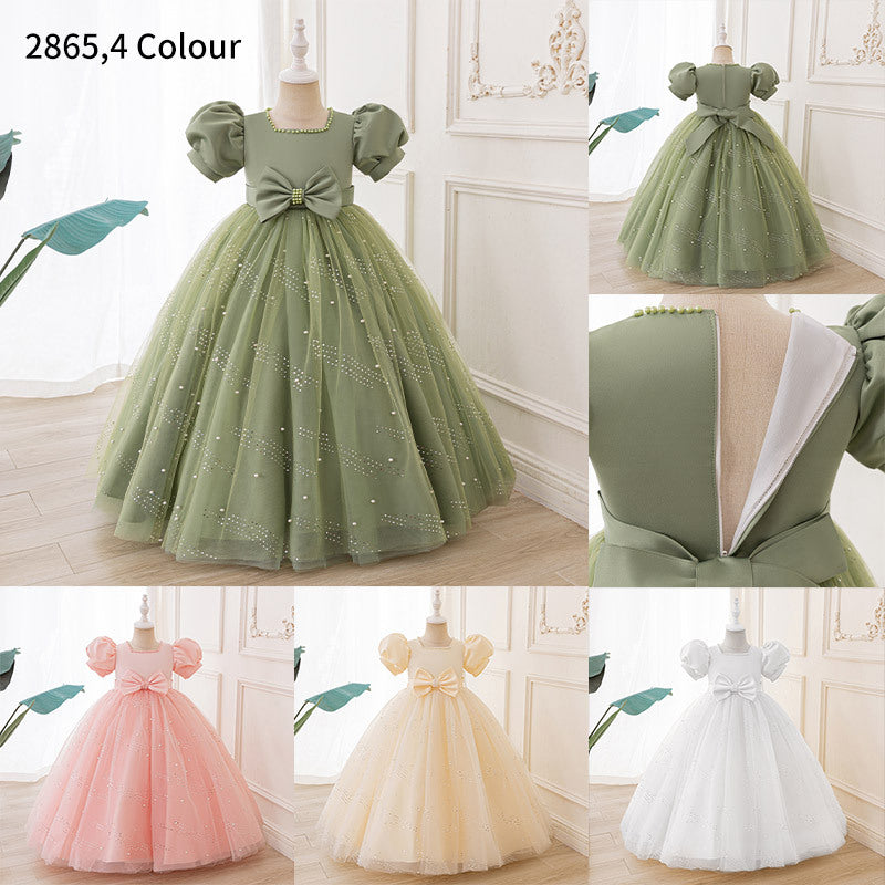 hot-selling dresses for girls, flower girls, wedding dresses, accessible luxury, niche, simple mesh, children's catwalk host costumes