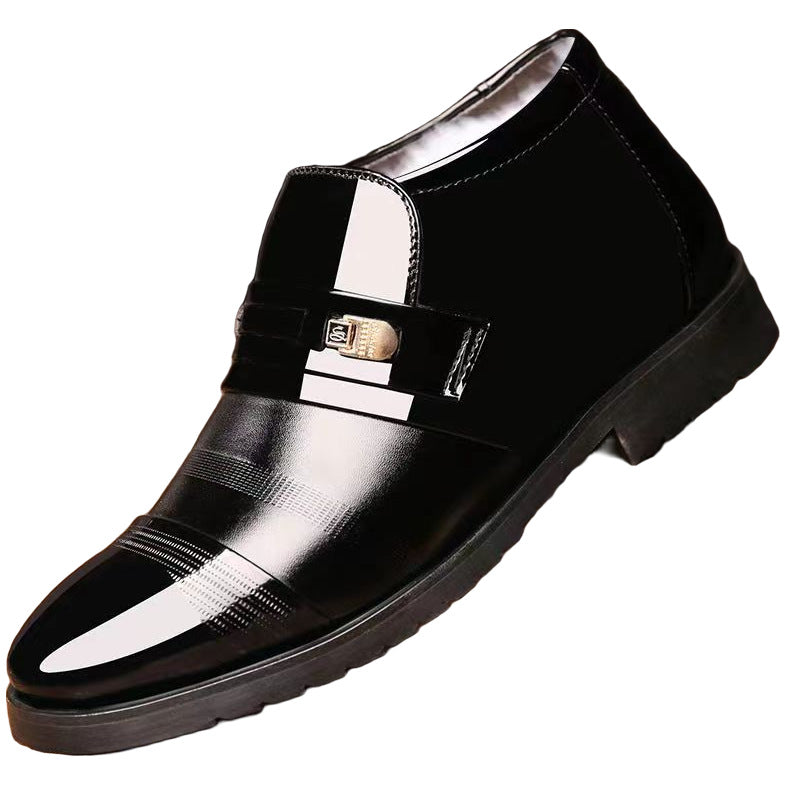 Men's winter warm cotton shoes - fleece lined, non-slip, casual high-top cotton shoes for men, elderly cotton shoes, men's leather cotton shoes for seniors