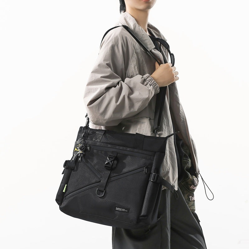 Cross-border trendy brand large-capacity tote bag, middle school student men's and women's multi-functional handbag, college student Oxford cloth messenger bag