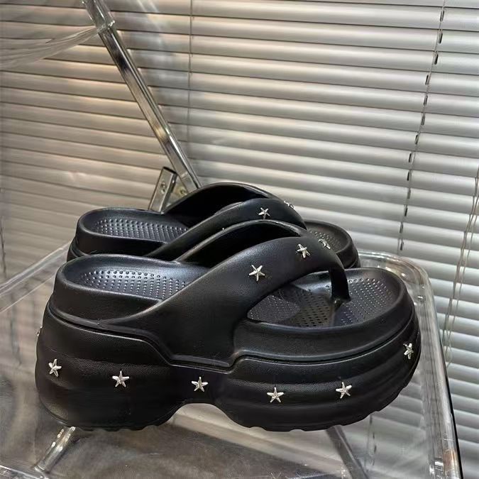 Height increasing slippers women's thick sole star flip flops women's flip flops women's shoes outwear 2025 new women's sandals wholesale