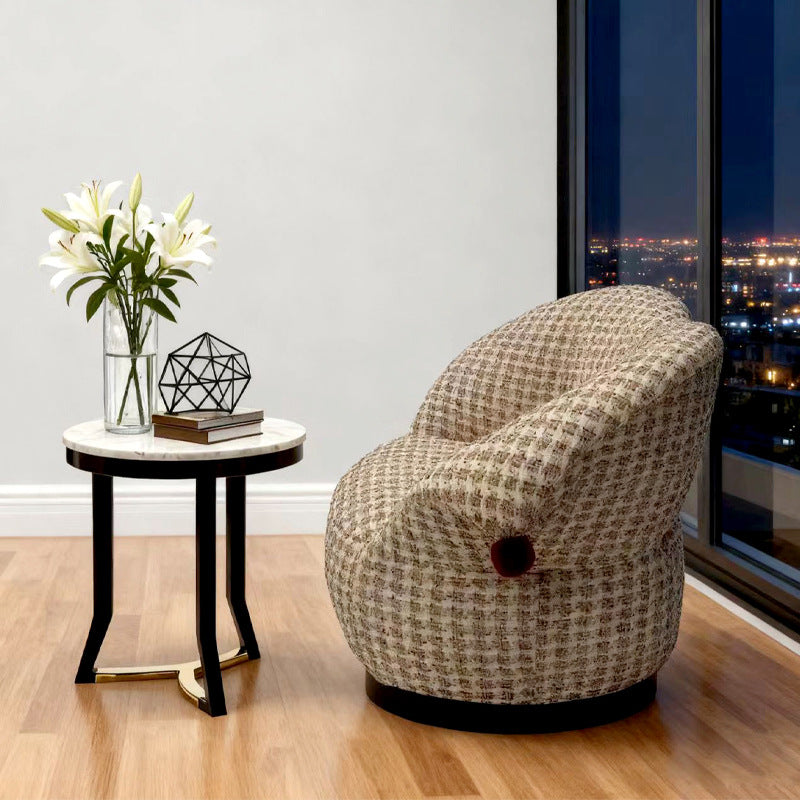 Clown lazy single sofa french cream style living room balcony design casual fabric rotatefor home sofa chair
