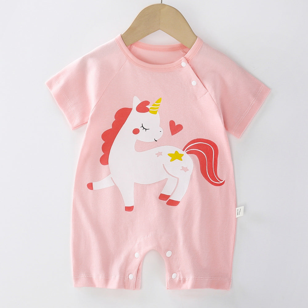 Baby clothes summer thin pure cotton air-conditioning clothes pajamas newborn baby short-sleeved onesie baby outing khaki crawling