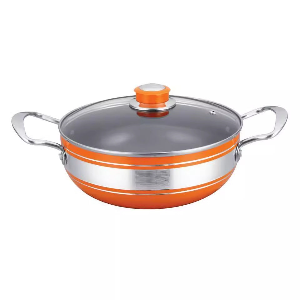 thickened double-ear soup pot 18-26cm non-stick household kitchen pot set gift aluminum pot pot