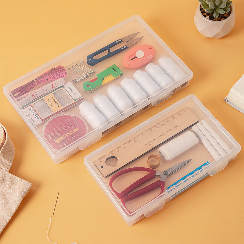 needle and thread plastic transparent storage box with lid drawer can be stacked needle box household mirror cabinet desktop storage box wholesale