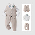Kids suit suit british style one-year-old host piano dress suit boys long sleeves shirt vest three-piece set