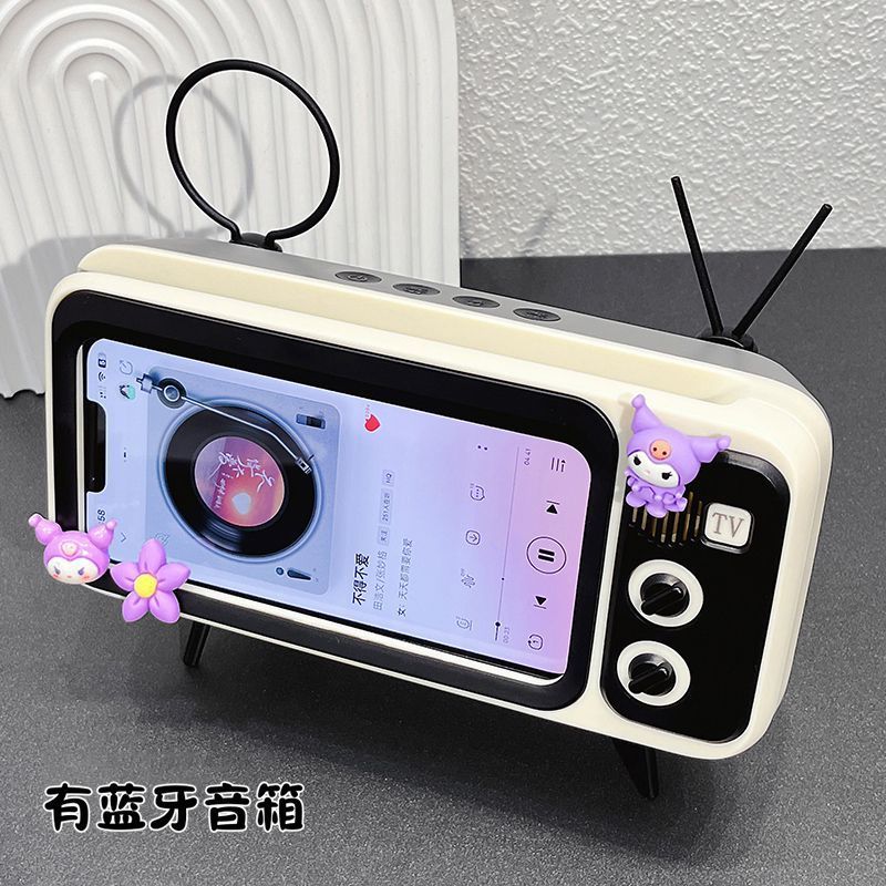 Vintage tv speaker - cute cartoon bluetooth speaker with phone stand - perfect for students & streaming