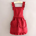 66 workwear overalls with lace-trimmed hem - solid red