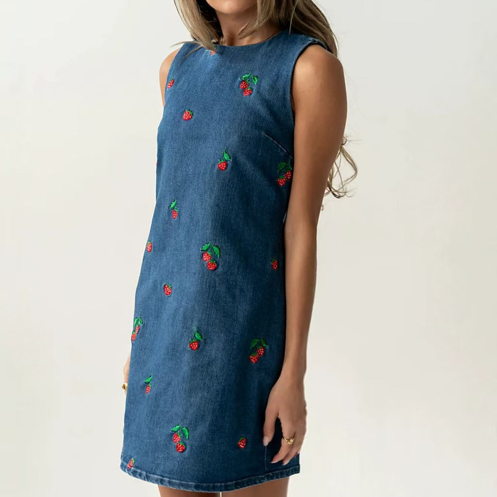 cross-border   fashion trend vest: versatile round neck sleeveless printed polka dot slim-fit sexy top