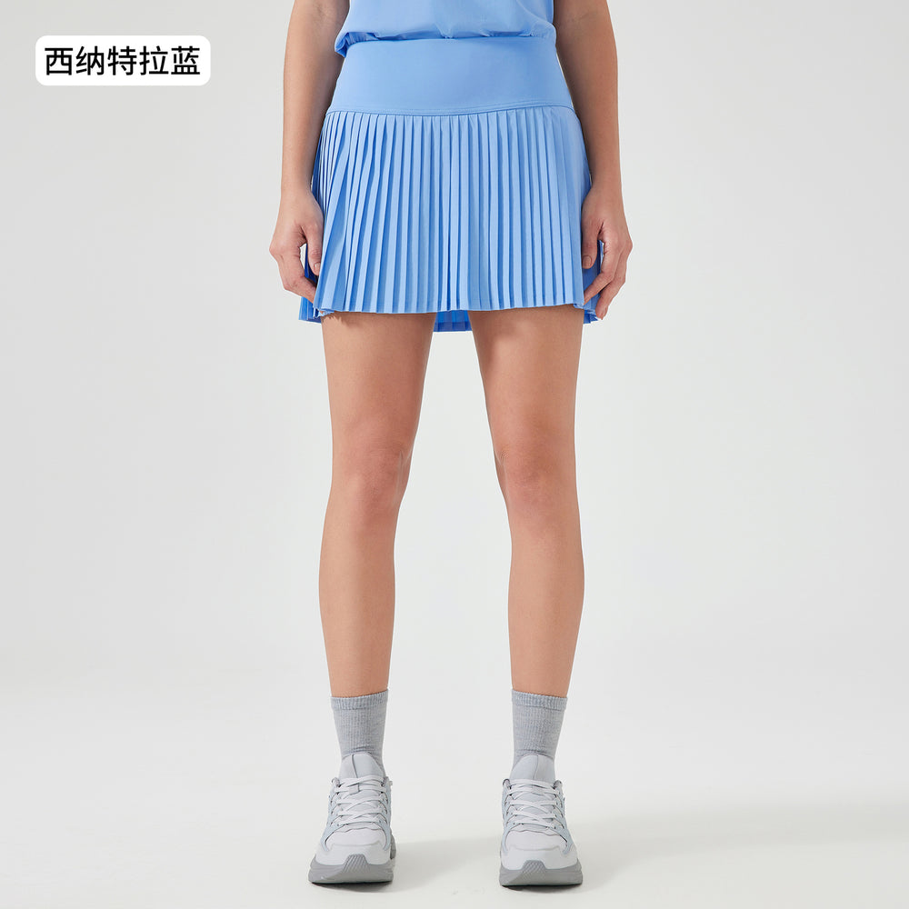 Luxtre new water-cooled cooling stretch fashion pleated skirt with double-layer anti-exposure three-quarter length sports skort dk383