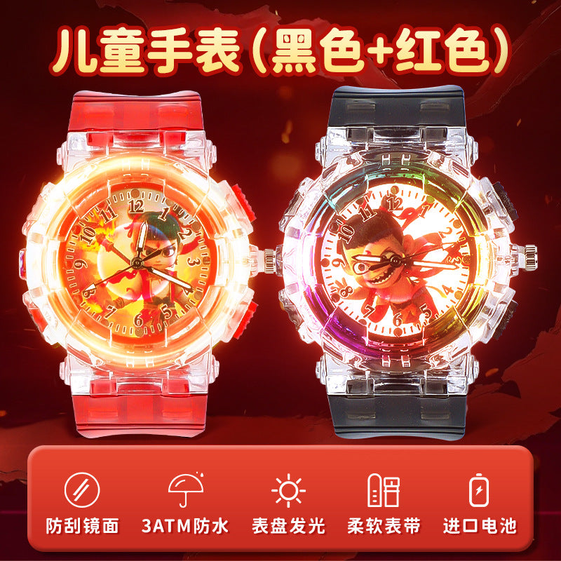 Nezha ao bing children's toys luminous digital watch, durable and waterproof, suitable as a gift for 3-year-old kindergarten children, boys and girls