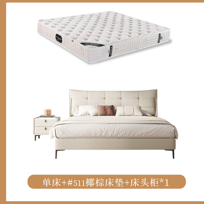 Light french cream style bed small apartment casualaccessible luxury foshan furniture master bedroom double 1.8m genuine leather bed