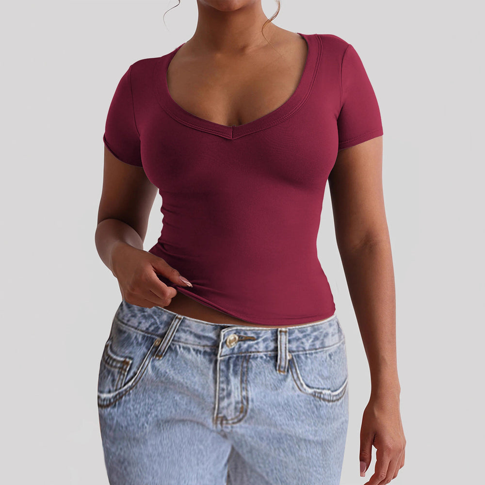 European and american style versatile round neck short sleeve tank top t-shirt women's clothing 2025 autumn/winter amazon independent website