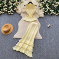 French chic knit tank top & pleated midi skirt set - women's summer slimming & elegant two-piece outfit - high-end style